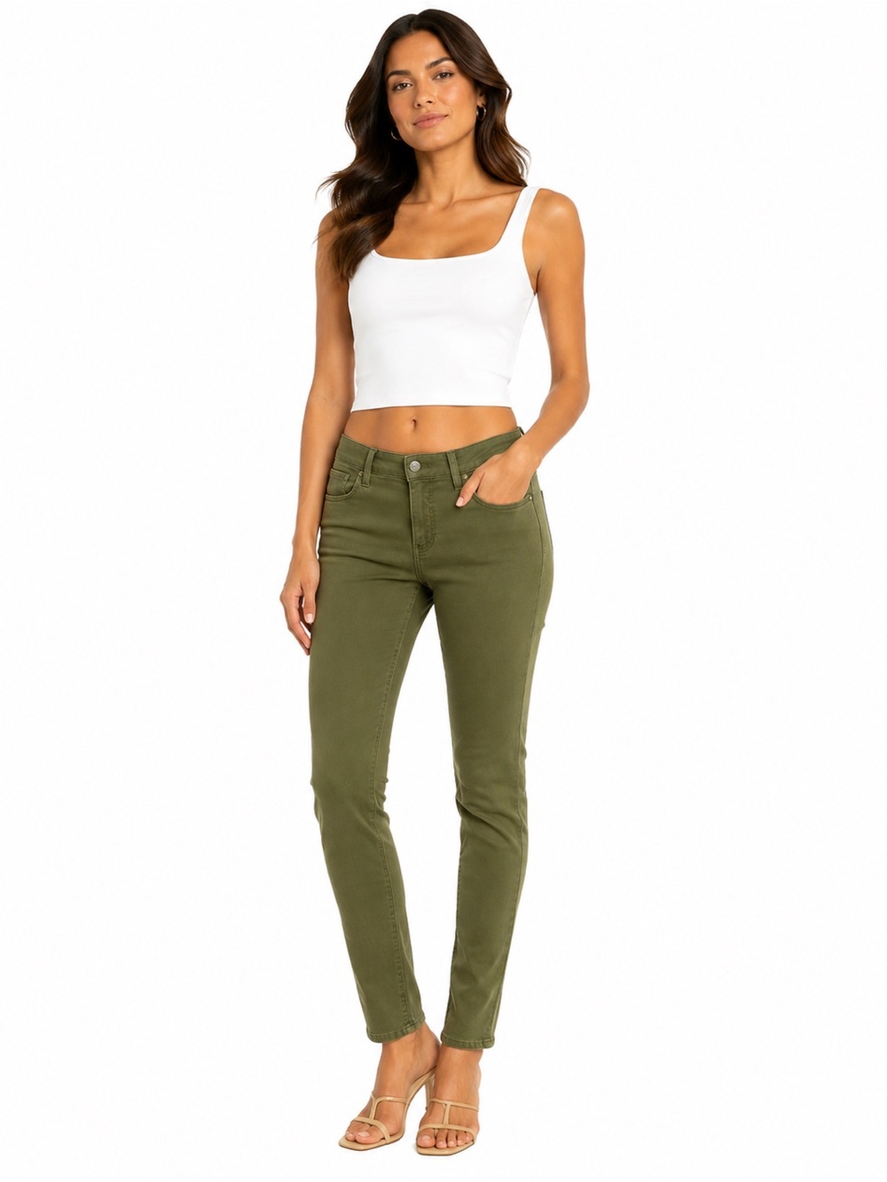 PAIGE Olive Green Skinny Jeans